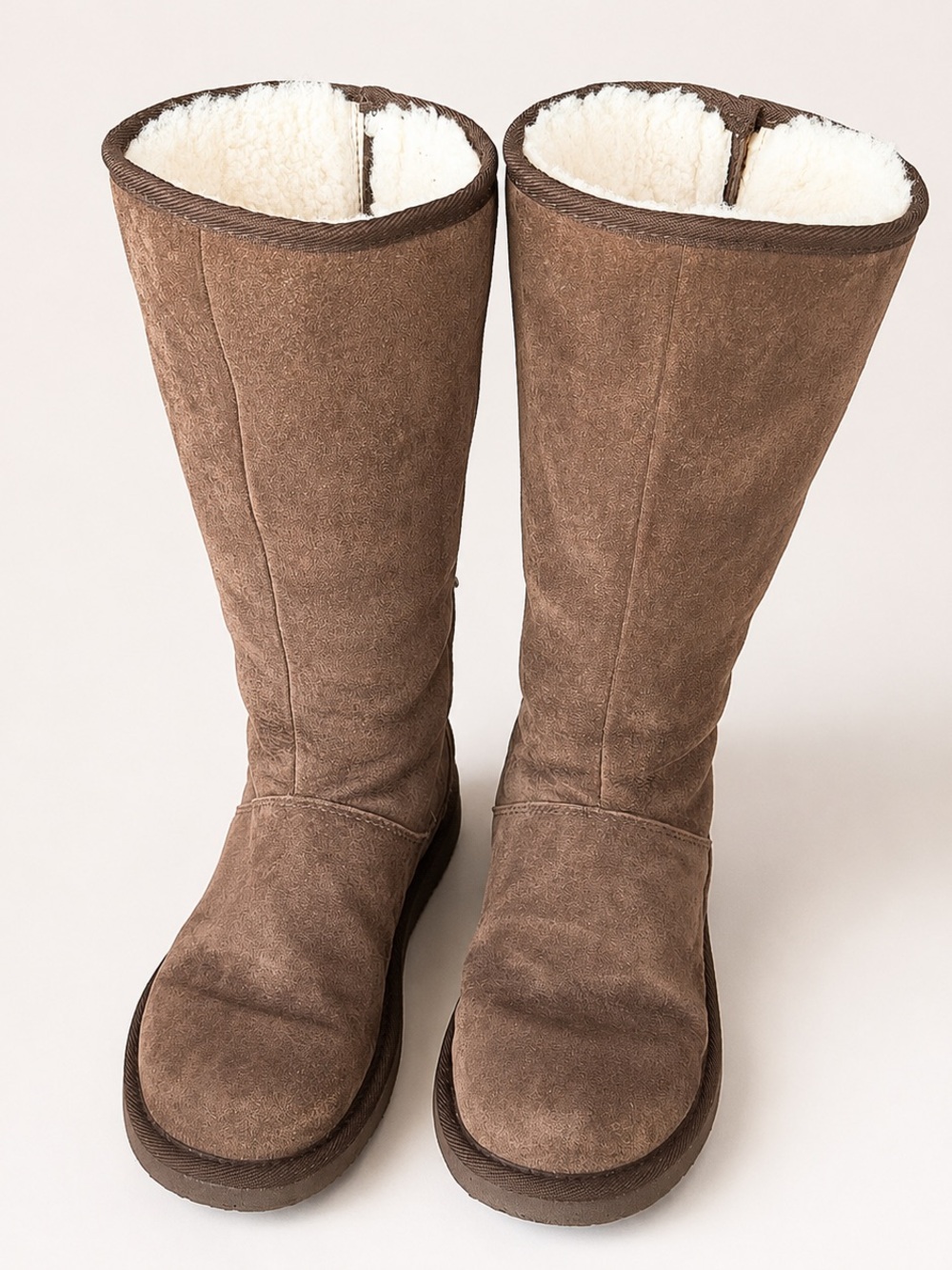 UGG Australia Brown Suede Shearling Tall Zip Boots Womens 9